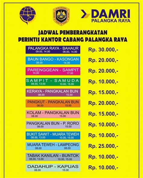 Jadwal Dan Tarif Bus DAMRI PERINTIS Dari MUARA TEWEH Ke LAMPEONG