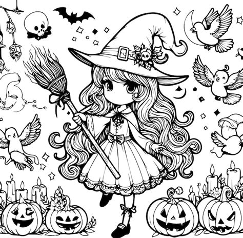 Premium Vector Free Vector Halloween Witch Outline Drawing