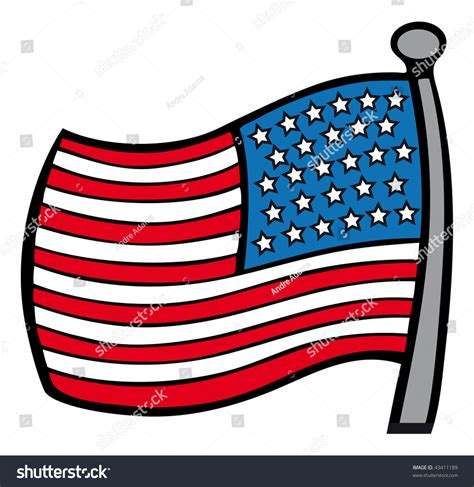 Cartoon Outline Vector Illustration American Flag Stock Vector 43411189