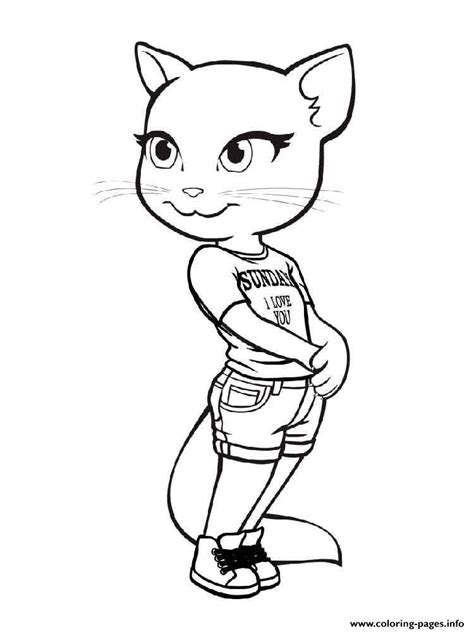 Talking Tom Girl Cat Coloring page Printable