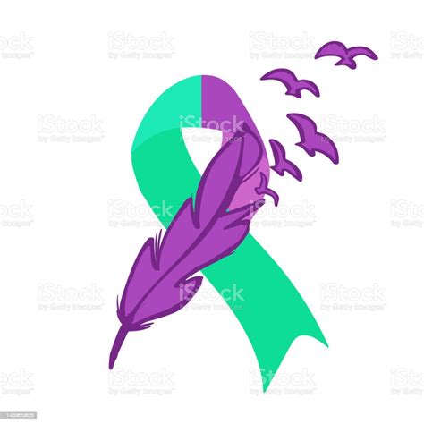 World Suicide Prevention Day Awareness And Support Ribbon In Teal And Purple Color Stock