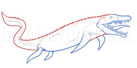 How To Draw A Mosasaurus From Jurassic World Step By Step Drawing Guide By Dawn Jurassic