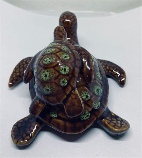 Ceramic Sea Turtles Mother And Baby Figurine In T Box Fine Etsy