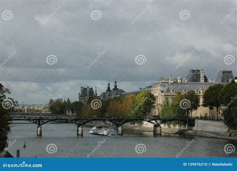 Seine River, Pont Des Arts Bridge - Paris, France Stock Photo - Image ...