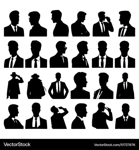 Silhouette Set Of A Person Head And Shoulders Vector Image