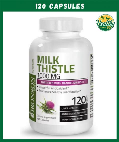 Bronson Milk Thistle 1000 Mg 120 Capsules Behealthybd