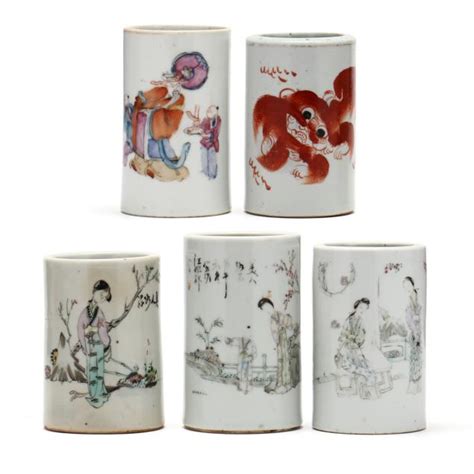 A Group Of Chinese Porcelain Brush Pots With Figures Lot