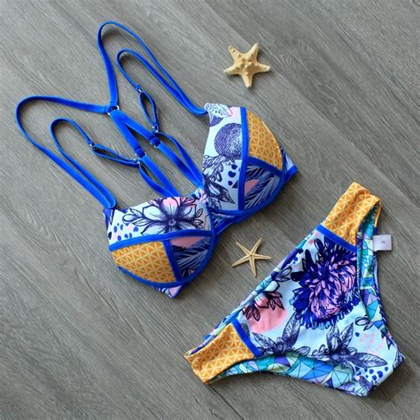 Hot Print Swimwear Women Bikini Set Sexy Reversible Bottom Swimsuit