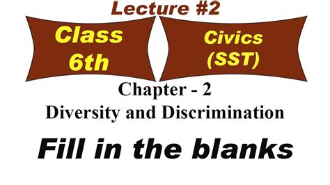 Fill In The Blanks Diversity And Discrimination Civics Sst