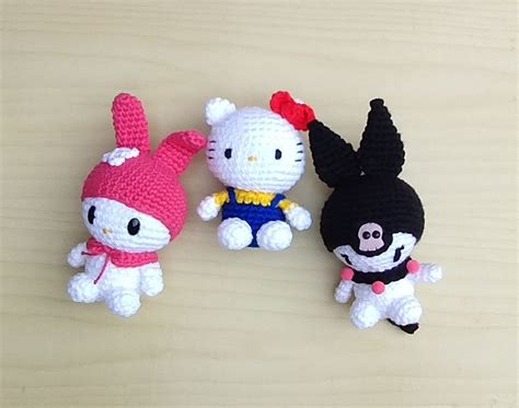 Hello Kitty Kuromi E My Melody Amigurumi Pronta Entrega