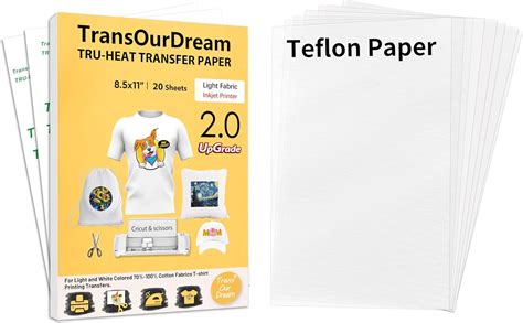 Transourdream Tru Iron On Heat Transfer Paper For Light Fabric 20 Sheets 8 5x11