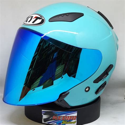 Helm Kyt Galaxy Flat R Polos Solid Visor Iridium Paket Ganteng