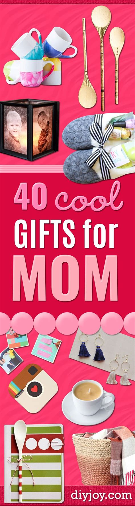 The Cover Of Cool Gifts For Mom Is Shown With Pink Background And