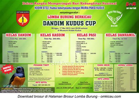 Brosur Lomba Burung Berkicau Dandim Kudus Cup Mei Om Kicau