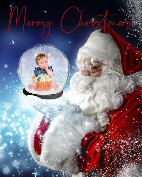 Christmas Santa Holding A Snow Globe Holiday Template For