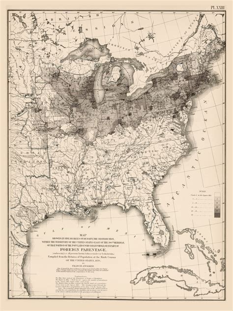 Foreign Parentage in the United States 1870 - Walker 1870 9th Census Atlas Eastern - USA Atlases ...