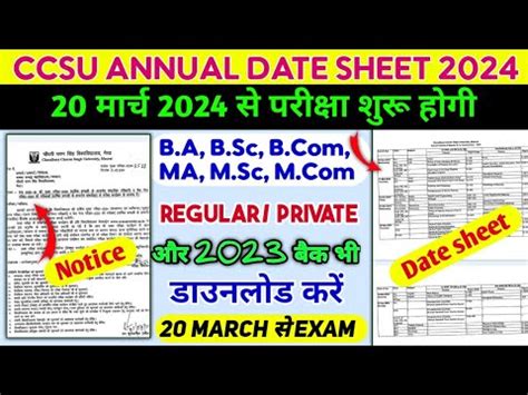 Ccsu Annual Date Sheet 2024 Regular Private 2024 2nd Year 3rd