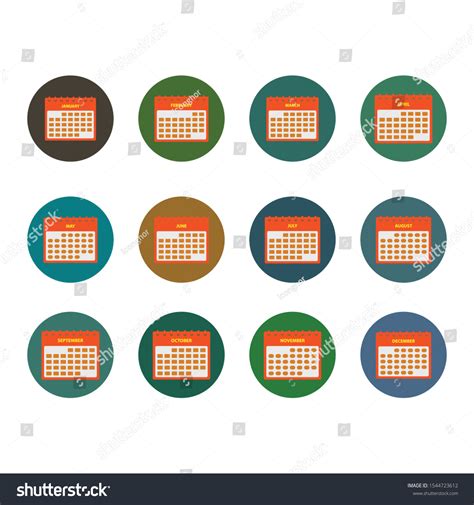 12 Months Calendar Icon Set Button Stock Vector Royalty Free 1544723612