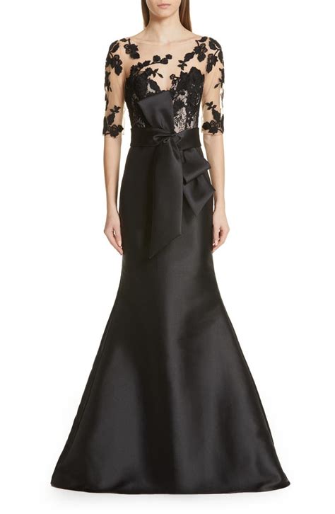 Badgley Mischka Lace Accent Bow Evening Dress Nordstrom