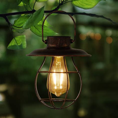 Solar Lanterns Outdoor Garden Lights With LED Edison Bulbs Upgrade