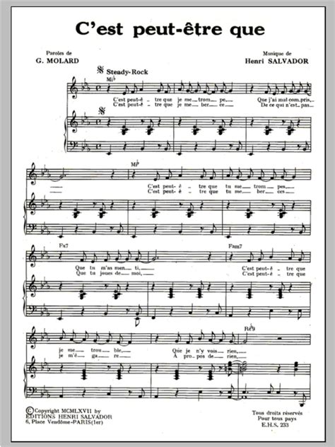 C Est Peut Etre Que By Henri Salvador Sheet Music For Piano Vocal At