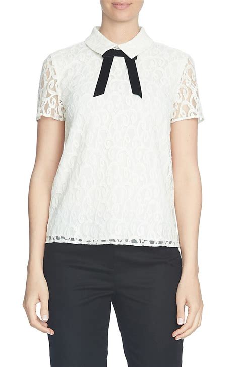 Cece Tie Neck Scroll Lace Blouse Nordstrom