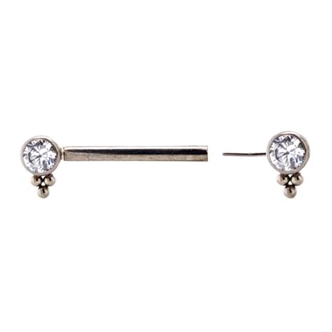 Threadless Barbell W Cz And Bead Cluster End Element Body Jewelry