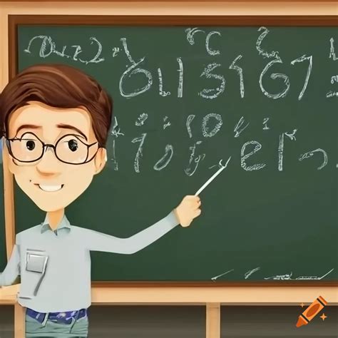 Handsome Mathematics Teacher Standing In Front Of A Blackboard With Math Written On It On Craiyon