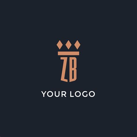 Zb Logo Initial With Pillar Icon Design Luxury Monogram Style Logo For