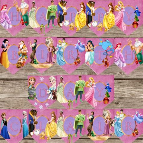 Custom Disney Princess Birthday Banner! Printable banner! Digital ...