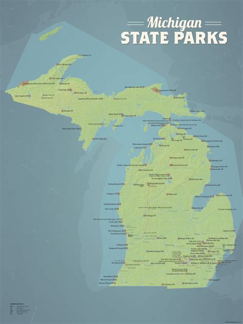 Michigan State Parks Map 18x24 Poster Best Maps Ever