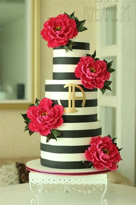 Black And White Stripe Wedding Cakes Cake Beautiful Cakes