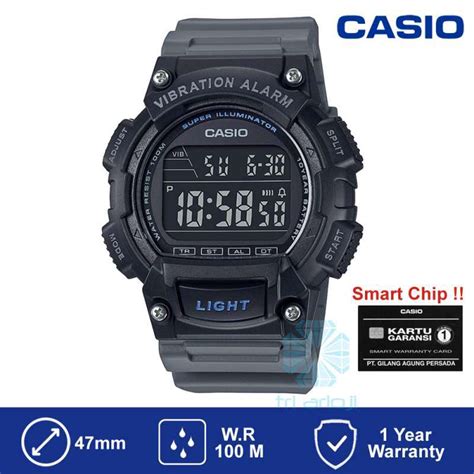 Promo Casio W H Bvdf Jam Tangan Pria Digital Vibration Alarm Abu