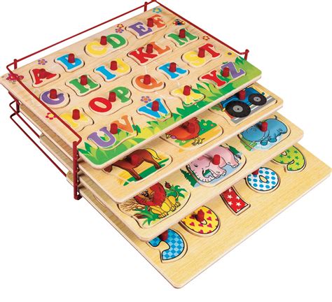 Funderful Wooden Puzzle Set With Rack Shop Puzzles At H E B