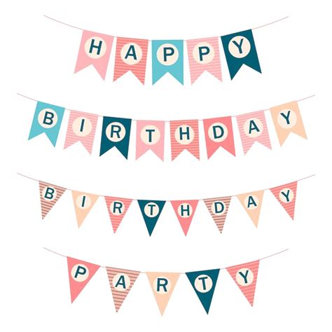 Vector Happy Birthday Flags Printable Template Flags Happy Birthday Vector Illustration