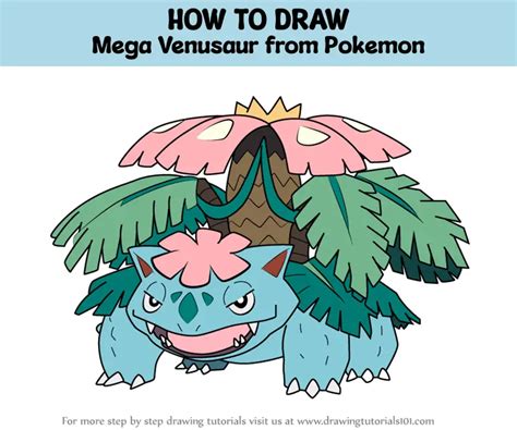 How To Draw Mega Venusaur From Pokemon Pokemon Step By Step