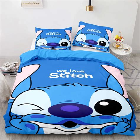 Disney Stitch Dekbedovertrek Anime 3d Print Patroon Full Size Gebreid