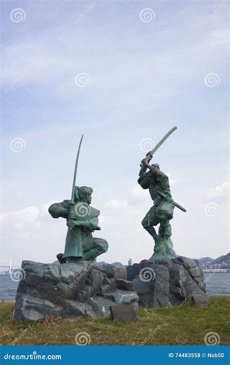 Statue of Musashi Miyamoto and Kojiro Sasaki Stock Photo - Image of ...