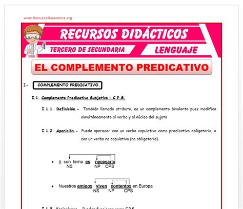 El Complemento Predicativo Para Tercero De Secundaria Recursos 2023