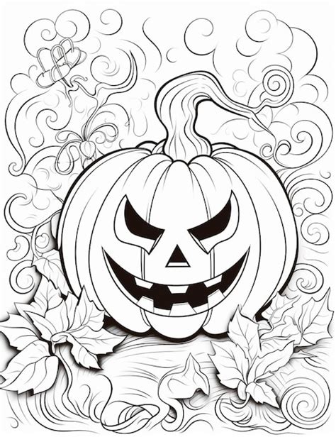 Un Dibujo En Blanco Y Negro De Una Calabaza Con Cara Generativa Ai