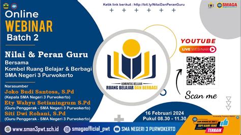 Webinar Nilai Dan Peran Guru Bersama Kombel Sma Negeri 3 Purwokerto