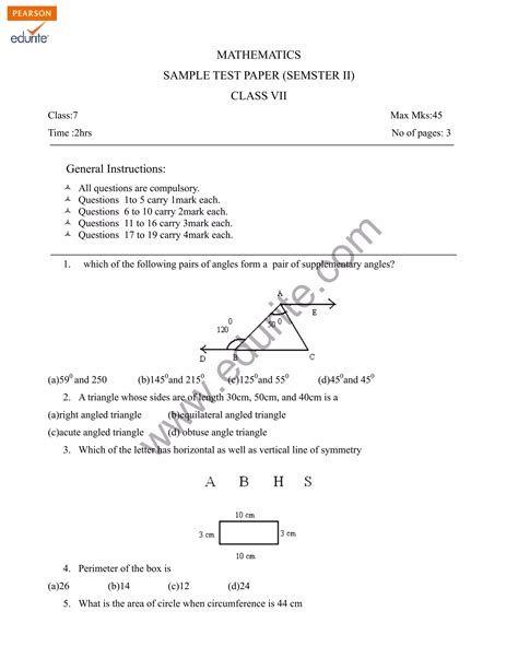 Class 7 Cbse Maths Sample Paper Term 2 Model 3 Pdf