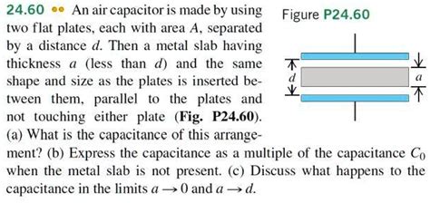 SOLVED 24 60 An Air Capacitor Is Made By Using Figure P24 60 Two Flat