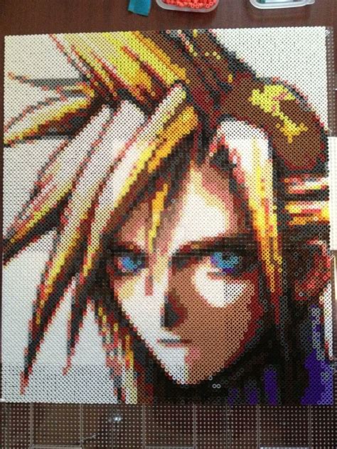 Cloud Strife Perler Bead Portrait By WarriorOfPurgatory Perler Bead