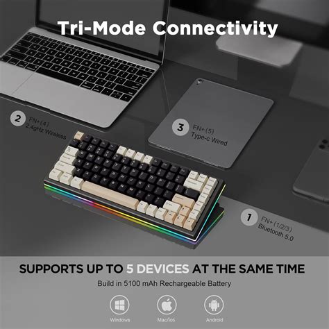 YUNZII YZ84 Pro 75 Gasket NKRO Hot Swappable 2 4Ghz Bluetooth 5 0 USB C Wireless Mechanical