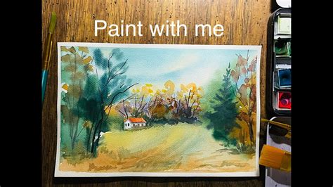 How To Paint A Watercolor Fall Landscape Watercolor Landscape Painting