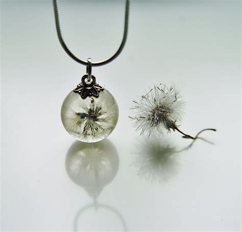 Whole Dandelion Necklace Real Dandelion Make A Wish Eco Resin Globe