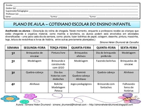 Como Fazer Um Plano De Aula Para O Ensino Infantil Simone Helen Drumo