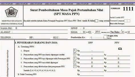 Formulir SPT PPN 1111 KKP EDS