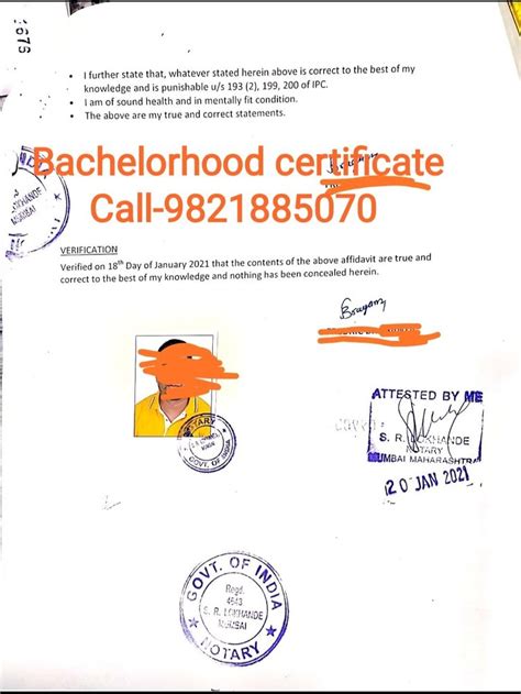 Urgent Single Status Certificate Bachelorhood Certificate From Malad